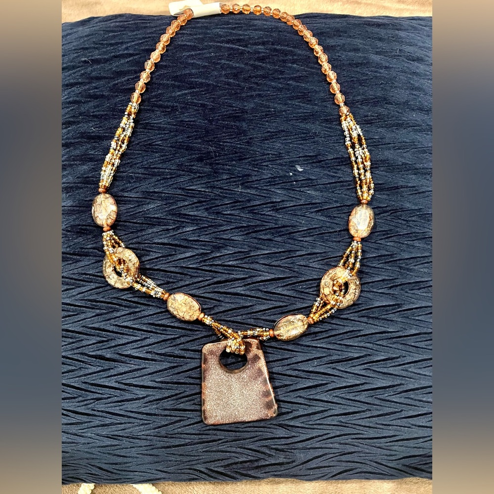 Brown glass beads fashion necklace
